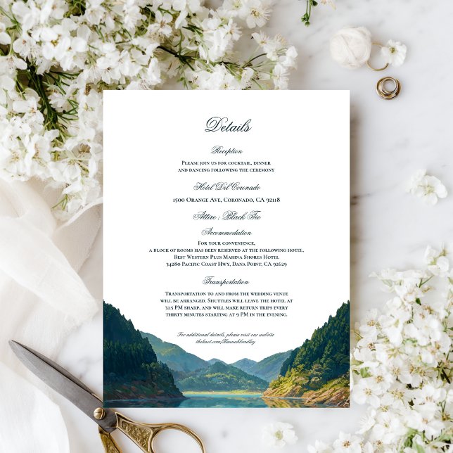 Lakeside Mountain Wedding Details Card Tilläggskort (Skapare uppladdad)
