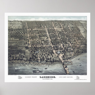 Lakeside, OH Panoramic Karta - 1884 Poster