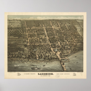 Lakeside Ohio 1884 Antique Panoramic Karta Poster
