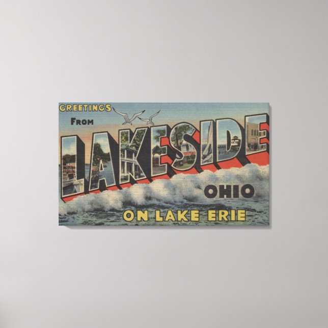 Lakeside, Ohio - Sjö Erie - Large Brev Canvastryck (Framsida)