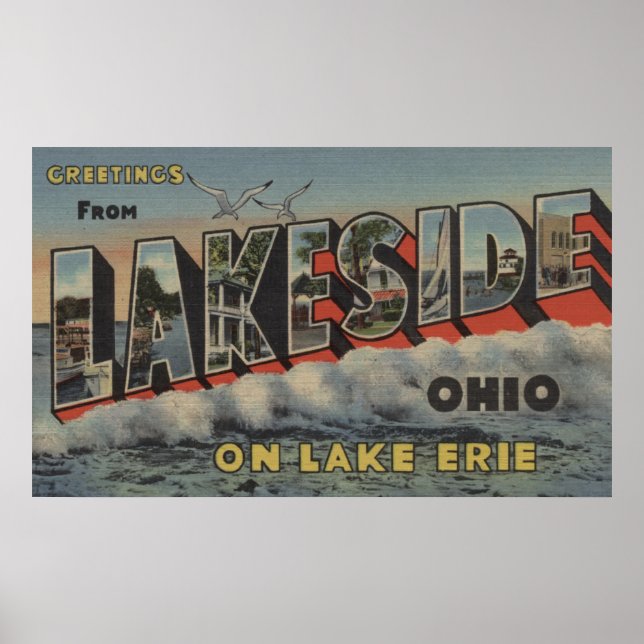 Lakeside, Ohio - Sjö Erie - Large Brev Poster (Framsidan)
