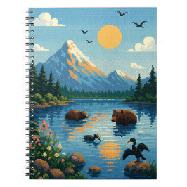 Lakeside scenero, pixelgrafik anteckningsbok