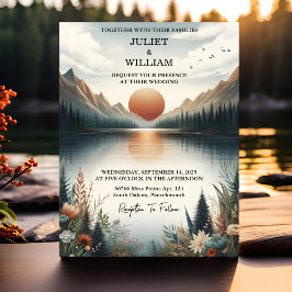 Lakeside-skogen i kärlek utanför Sjö Bröllop Inbjudningar