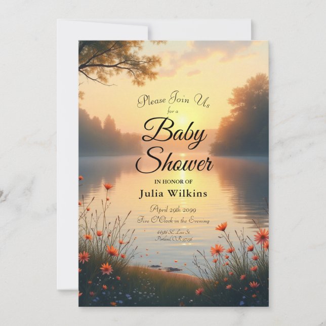 Lakeside Twilight Whispers vid Vatten Inbjudningar (Framsida)