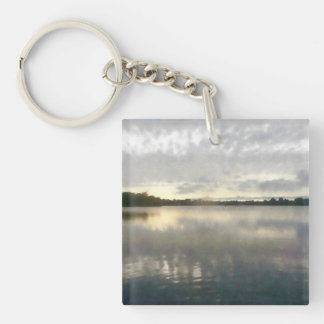 Lakesidesolnedgångvattenfärg Keychain