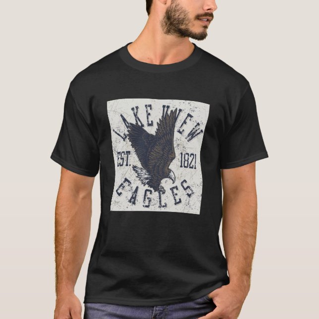 Lakeview 1821 Eagles | American Football Vintage T Shirt (Framsida)