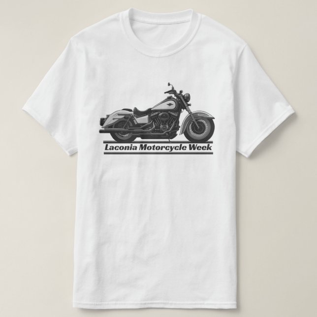 Lakonia Motorcycle Week Black and White Biker Cool T Shirt (Design framsida)