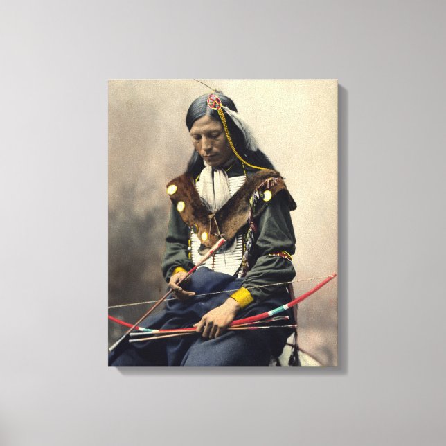 Lakota Chief Bone-Necklace Oglala Canvastryck (Framsida)