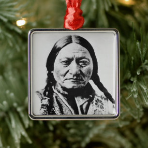 Lakota Chief Surrender: Sitta Bull Fort Buford Julgransprydnad Metall