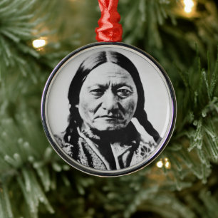 Lakota Chief Surrender: Sitta Bull Fort Buford Julgransprydnad Metall
