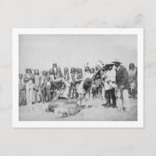 Lakota Indians Skinning Cattle Photograph Vykort