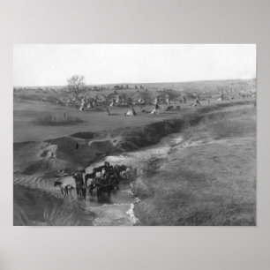 Lakota Indiska lägret vid White Clay Poster