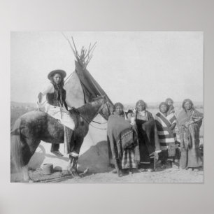 Lakota kvinnor med spädbarn och manen på hästry poster