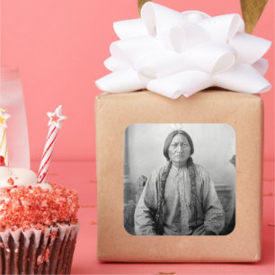 Lakota Leader Sitta Bull Native Indian Fyrkantigt Klistermärke