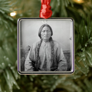 Lakota Leader Sitta Bull Native Indian Julgransprydnad Metall