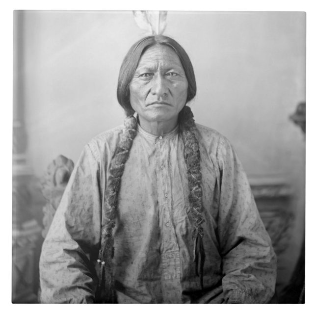 Lakota Leader Sitta Bull Native Indian Kakelplatta (Framsidan)