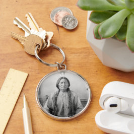 Lakota Leader Sitta Bull Native Indian Rund Silverfärgad Nyckelring