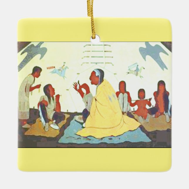 Lakota sagoberättareprydnad julgransprydnad keramik (Framsida)