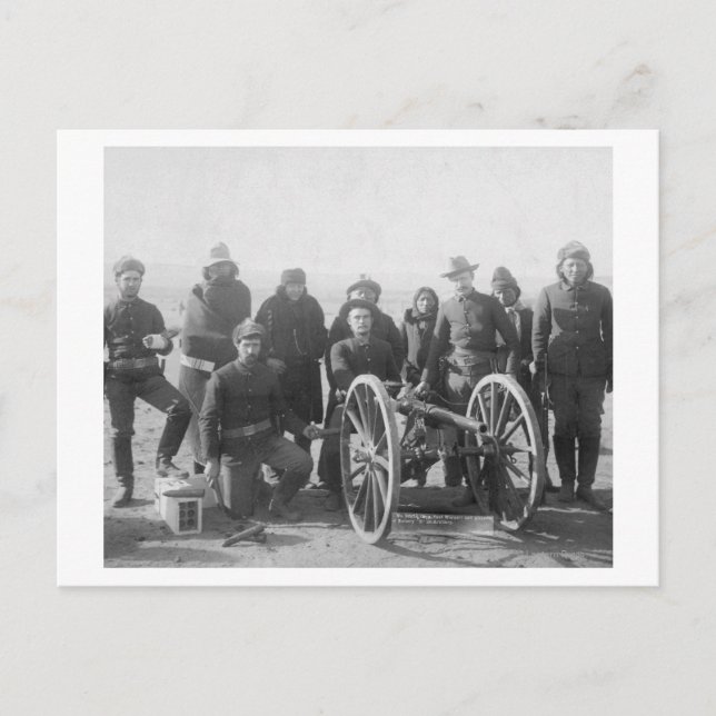 Lakota Scouts och White Soldiers stod bakom Vykort (Framsida)