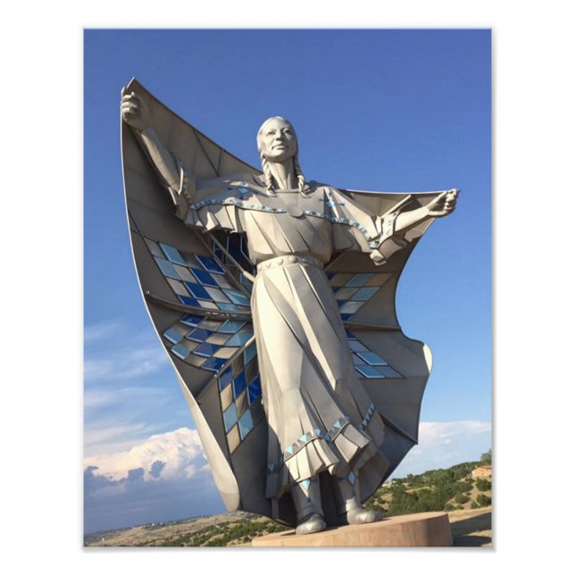 Lakota Woman med Star Shawl Giant Statue Fototryck (Framsidan)