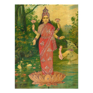 Lakshmi av Raja Ravi Varma Fototryck