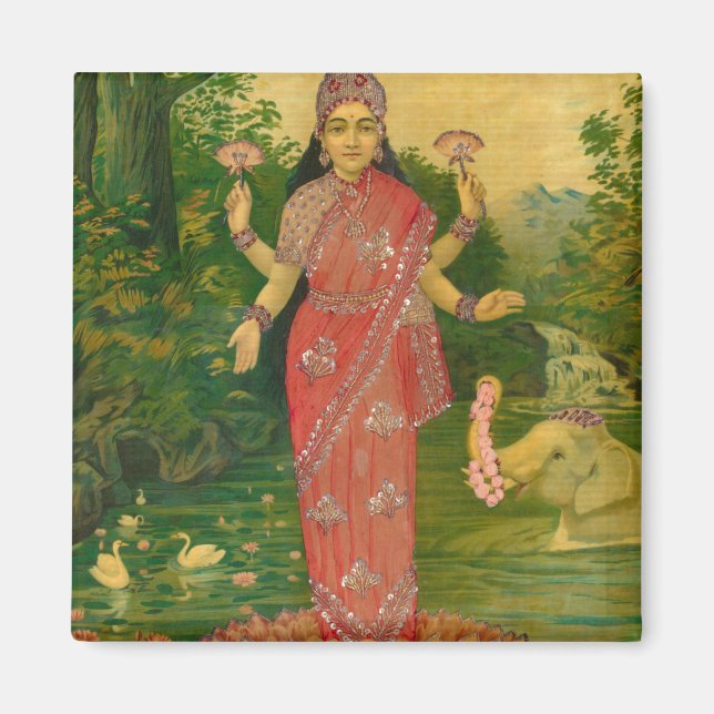 Lakshmi av Raja Ravi Varma Magnet (Framsidan)