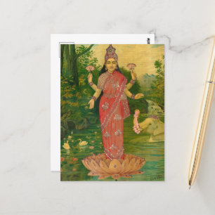 Lakshmi av Raja Ravi Varma Vykort