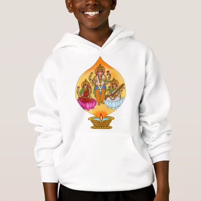 Lakshmi Ganesh Hoodie T Shirt (Framsida)