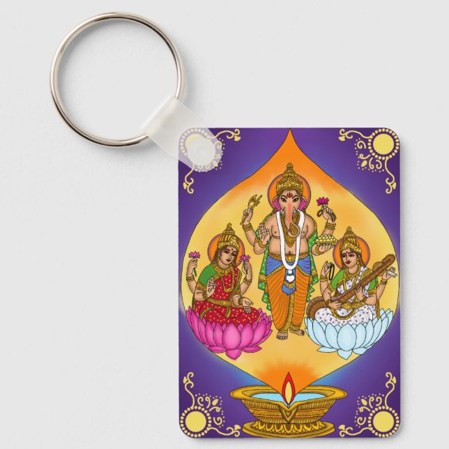 Lakshmi Ganesh Keychain Nyckelring (Framsida)