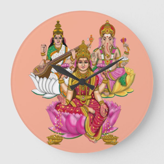 Lakshmi Ganesha väggklocka (Framsida)