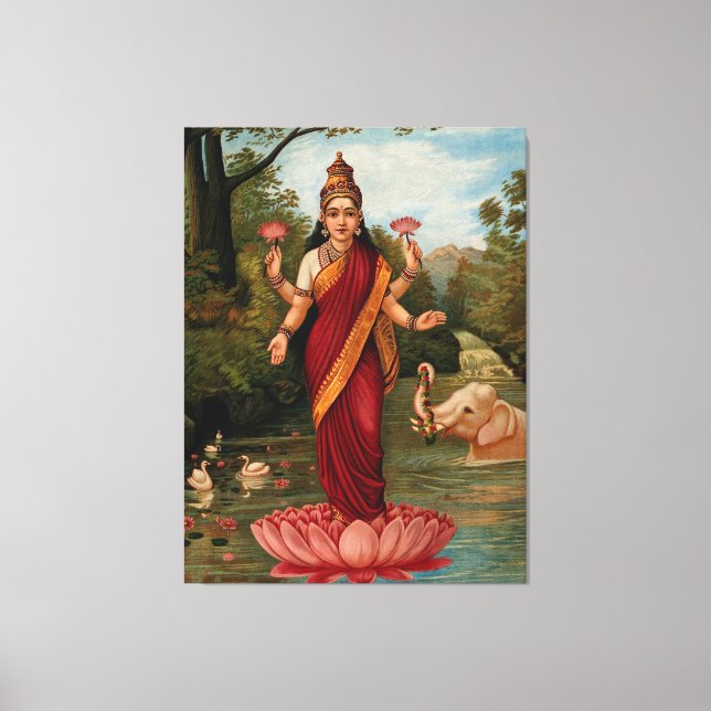 Lakshmi Goddess av förmögenhet Fortune och välstån Canvastryck (Framsida)