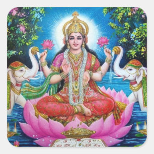 Lakshmi Goddess av Kärlek, välstånd och välstånd Fyrkantigt Klistermärke