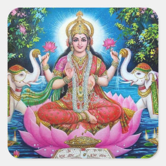 Lakshmi Goddess från Wealth Sticker Fyrkantigt Klistermärke