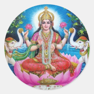 Lakshmi gudinna av kärlek, välstånd och rikedom runt klistermärke