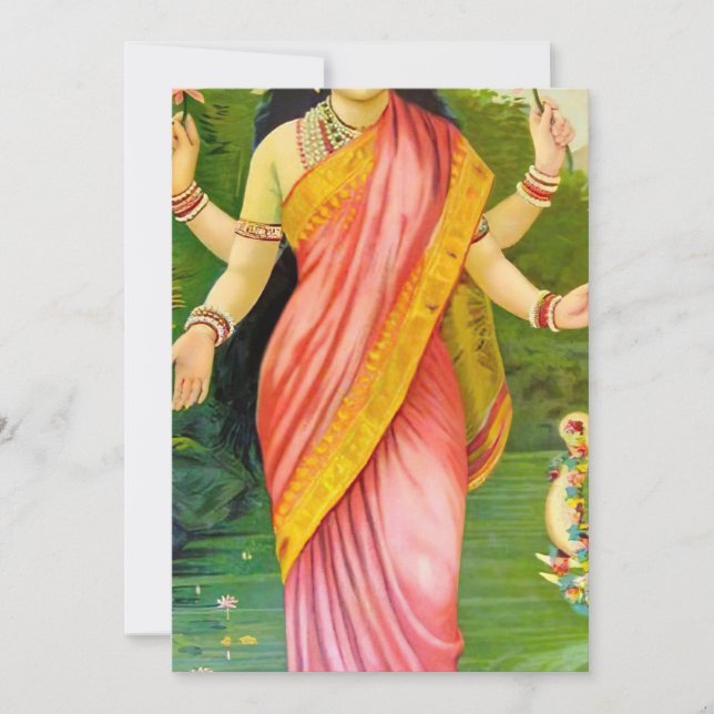 Lakshmi Hindu Goddess Inbjudningar (Framsida)