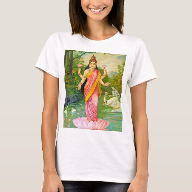 Lakshmi Hindu Goddess T Shirt (Framsida)
