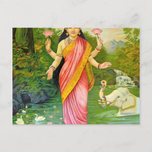 Lakshmi Hindu Goddess Vykort