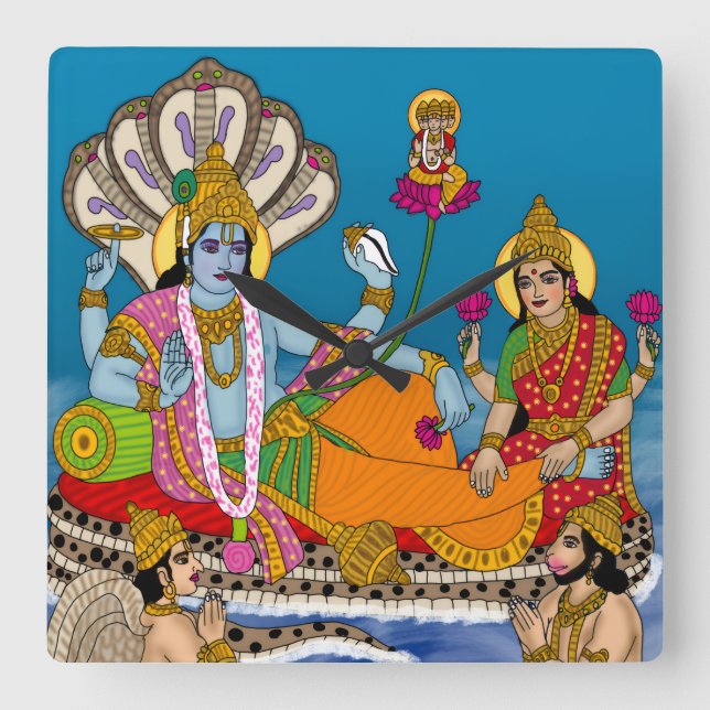 Lakshmi Narayan Clock Fyrkantig Klocka (Framsida)