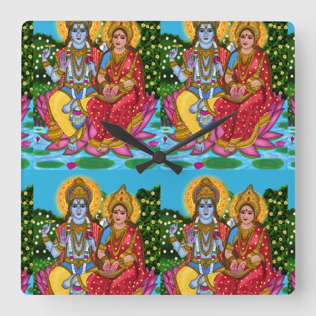 Lakshmi Narayan Clock Fyrkantig Klocka (Framsida)