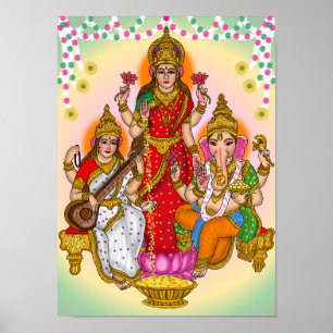 Lakshmi Saraswati Ganesha-affisch Poster
