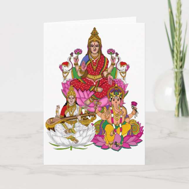 Lakshmi Saraswati Ganesha  Helgkort (Framsida)