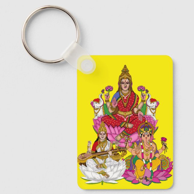 Lakshmi Saraswati Ganesha Keychain Nyckelring (Framsida)