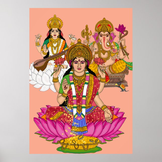 Lakshmi Saraswati Ganesha Poster (Framsidan)