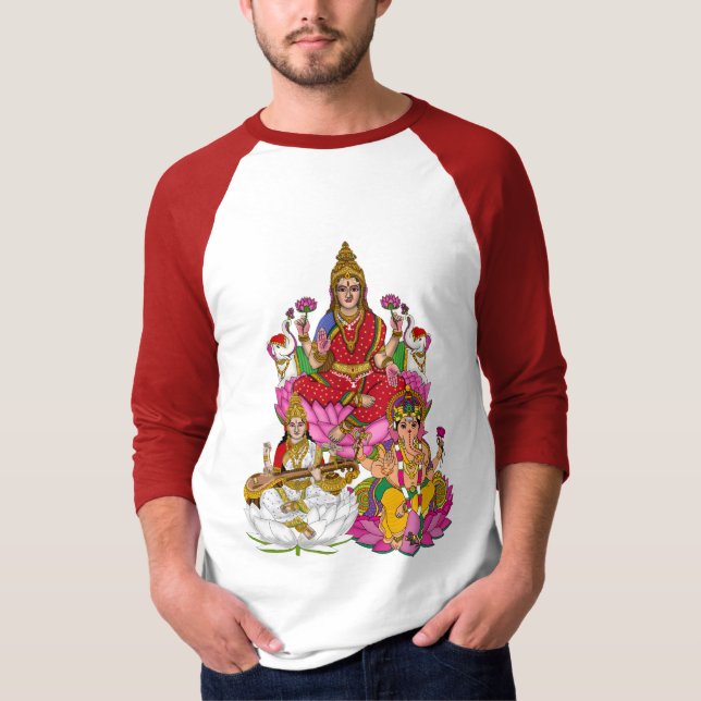 Lakshmi Saraswati Ganesha T-Shirt (Framsida)