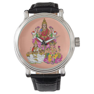 Lakshmi Saraswati Ganesha väggklocka Armbandsur