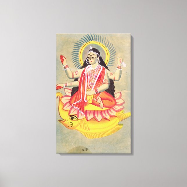 Laksmi sitta på lotus löv, c.1890 canvastryck (Framsida)