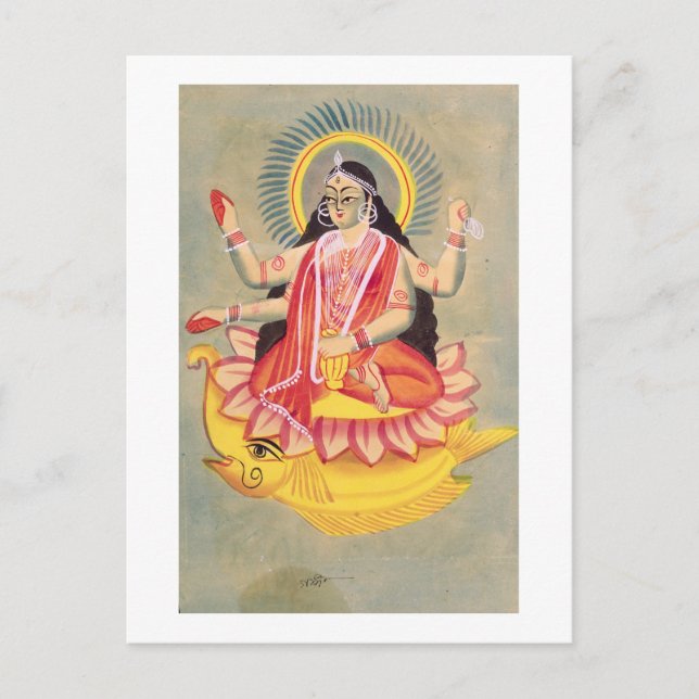 Laksmi sitta på lotus löv, c.1890 vykort (Framsida)