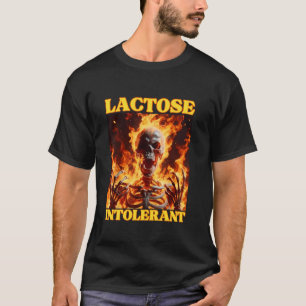 Laktos Intolerant funny Cringe Hård Skeleton Minne T Shirt