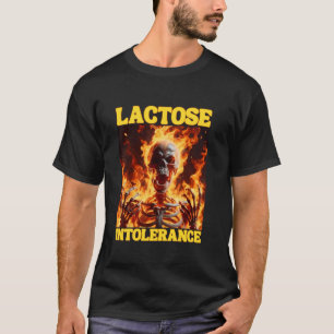 Laktos Intolerant funny Cringe Hård Skeleton Minne T Shirt