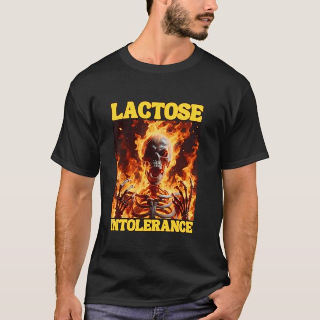Laktos Intolerant funny Cringe Hård Skeleton Minne T Shirt (Framsida)